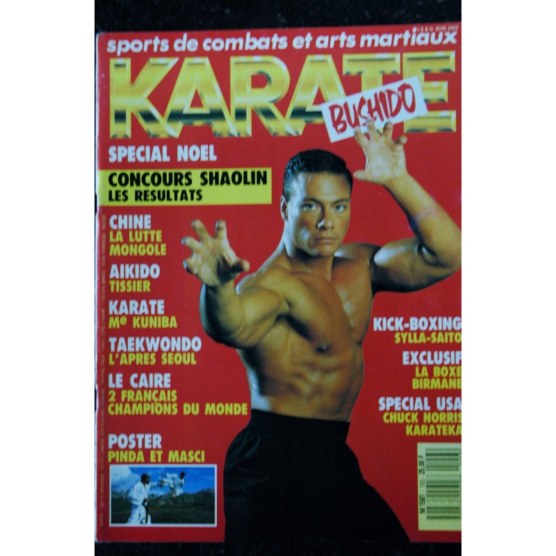 KARATE bushido n°153  1988 12 - JC Van Damme - Pinda & Masci - La lutte Mongole - Tissier - Me Kumba - 106 pages