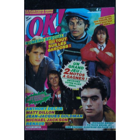 OK ! âge tendre 431 AVRIL 1984 Delon - Dillon - Goldman - Jackson - Renaud - Tout sur les garçons