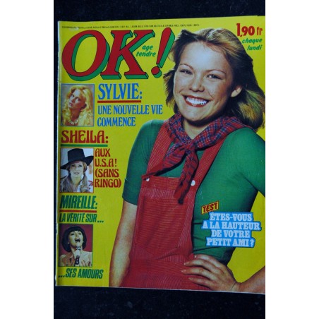 OK ! âge tendre  20 -  31 mai au 6 juin 1976  * Sylvie - Sheila - Mireille - Vie Illustrée Cloclo - Catherine Ferry