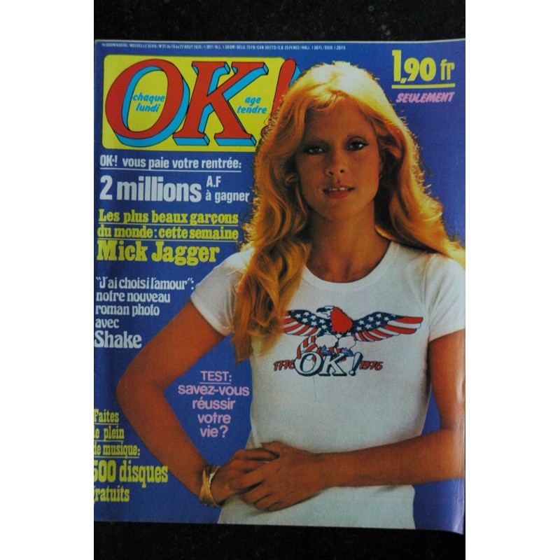 OK ! âge tendre  31  -  16 au 22 août 1976  *  Sylvie Vartan - MIck Jagger -  Stone - Sardou - Guy Drut