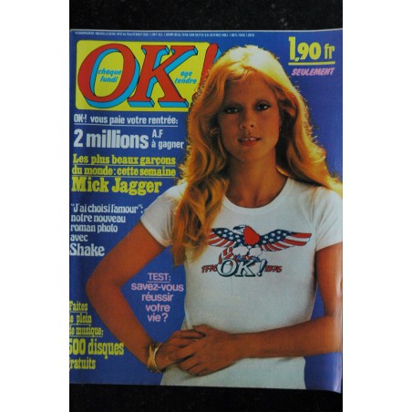 OK ! âge tendre  31  -  16 au 22 août 1976  *  Sylvie Vartan - MIck Jagger -  Stone - Sardou - Guy Drut