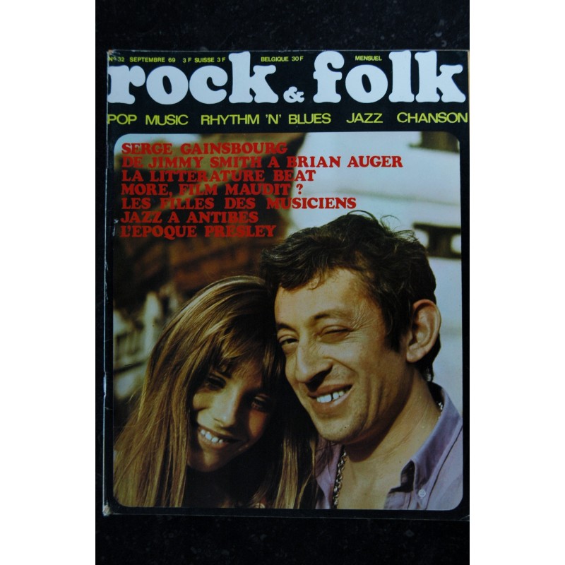 ROCK & FOLK 033 OCTOBRE 1969 COVER BOB DYLAN A L'iLE DE WIGHT ATTENTION MANQUE 1 PAGE