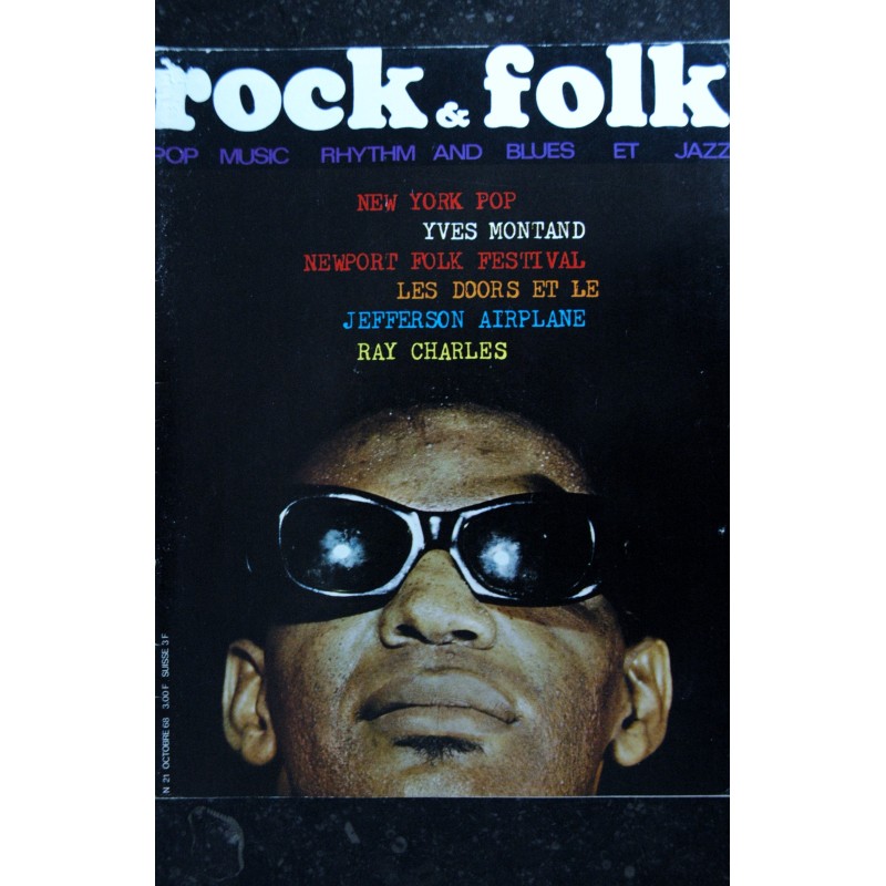 ROCK & FOLK 021  n° 21  octobre 1968   New York Pop YVES MONTAND LES DOORS  Jefferson Airplane  RAY CHARLES Clapton Canned Heat