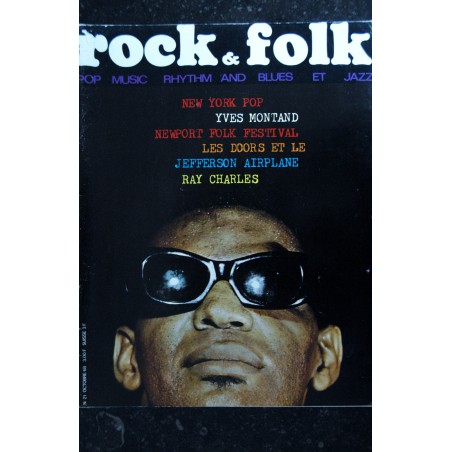 ROCK & FOLK 021  n° 21  octobre 1968   New York Pop YVES MONTAND LES DOORS  Jefferson Airplane  RAY CHARLES Clapton Canned Heat