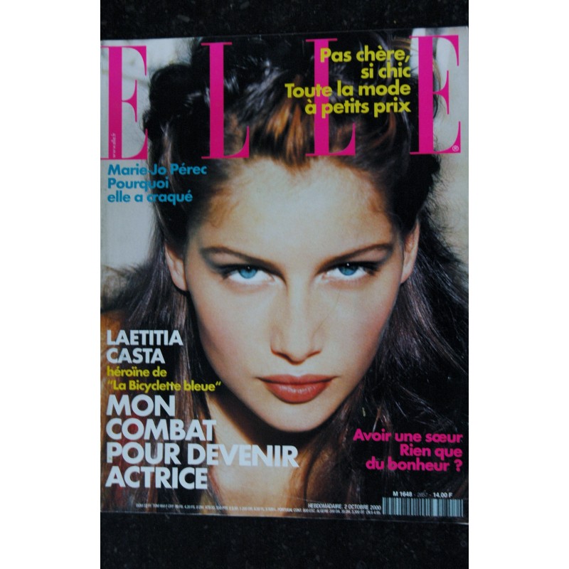 ELLE 2857  2 oct. 2000  Laetitia Casta cover + 6 p. - JP Goude - Michel Klein - MJ Pérec - JM Messier - 284 pages