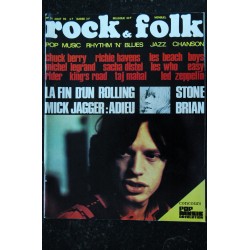 ROCK & FOLK 031 AOUT 1969 HOMMAGE JONES BRIAN ROLLING STONES MICK JAGGER BEACH BOYS LES WHO EASY RIDER LED ZEPPELIN