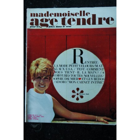 mademoiselle age tendre n°  12  1965 10 Cover Marjorie Noel Sophie Daumier Guy Bedos Adamo Kiki Caron Beatles Help