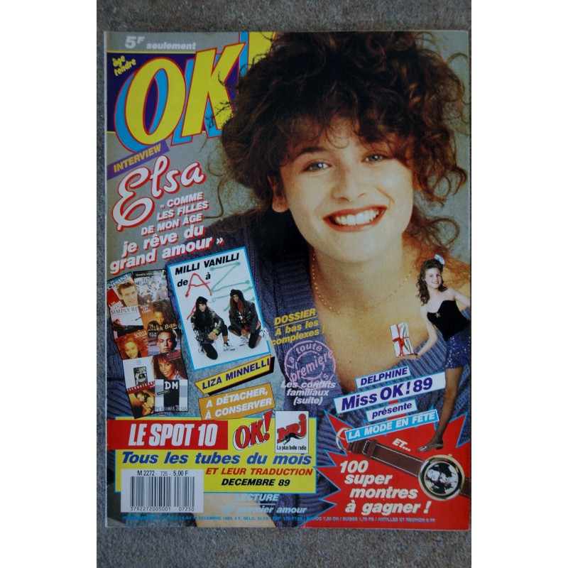 OK ! âge tendre 722 NOVEMBRE 1989 MILLI VANILLI INTERVIEW JASON DONOVAN MICKEY ROURKE MELODY