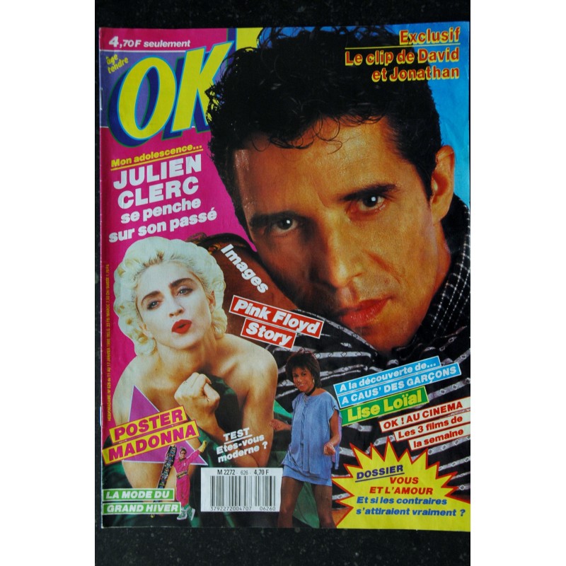 OK ! âge tendre 624 1987 12 David Hallyday ELSA David & Jonathan Vanessa Paradis en POSTER - Madonna SPAGNA Bee Gees