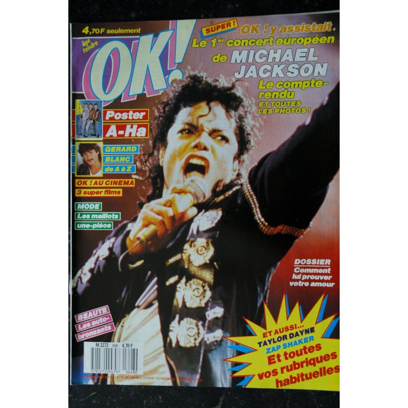 OK ! âge tendre 648  1988 06  Michael Jackson - Gérard Blanc - Poster A-HA - Sting