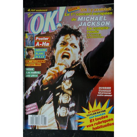OK ! âge tendre 648  1988 06  Michael Jackson - Gérard Blanc - Poster A-HA - Sting