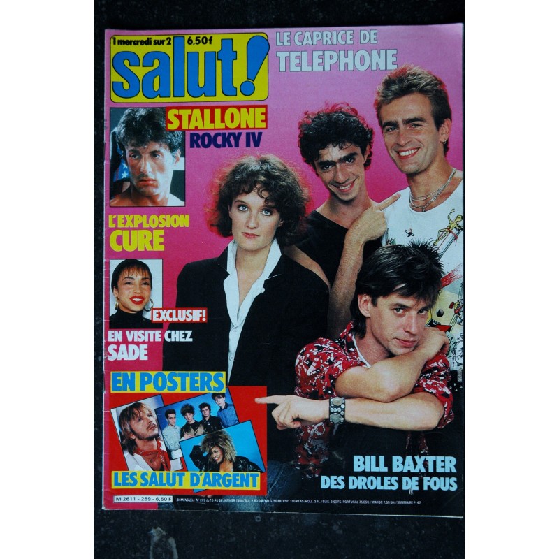 SALUT ! 246 FEVIER 1985 COVER PIA & JERMAINE BASHUNG PETER & SLOANE MICK JAGGER KYLE MC LACHLAN + POSTERS GEANTS GEORGE MICHAEL