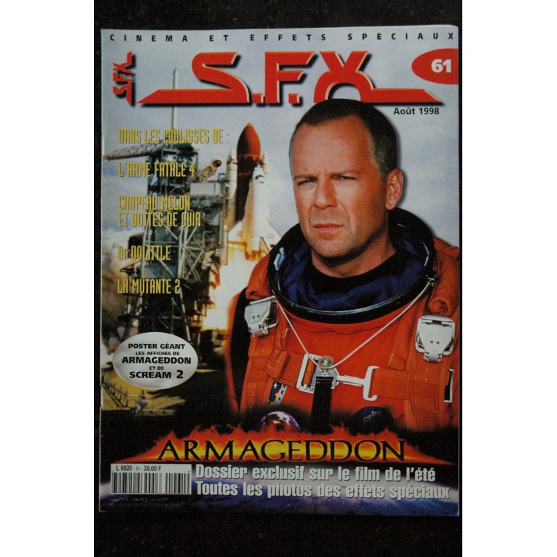 SFX  61  Armageddon - l'arme fatale 4 - Dr Dolittle - La mutante 2  + Affiches - 48 pages - 1998 08