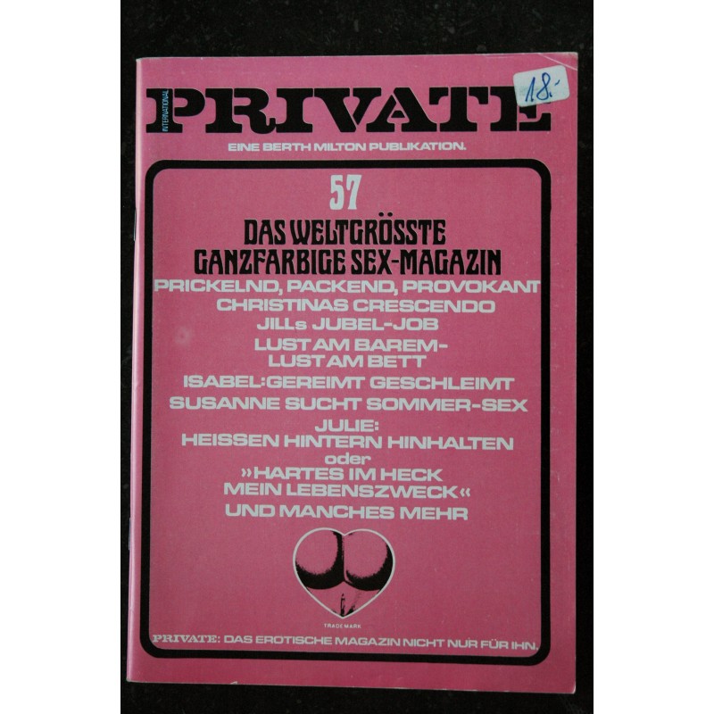 PRIVATE  57  - 1982 - RARE Berth MILTON Publication   Revue Roman Photo Adult ONLY