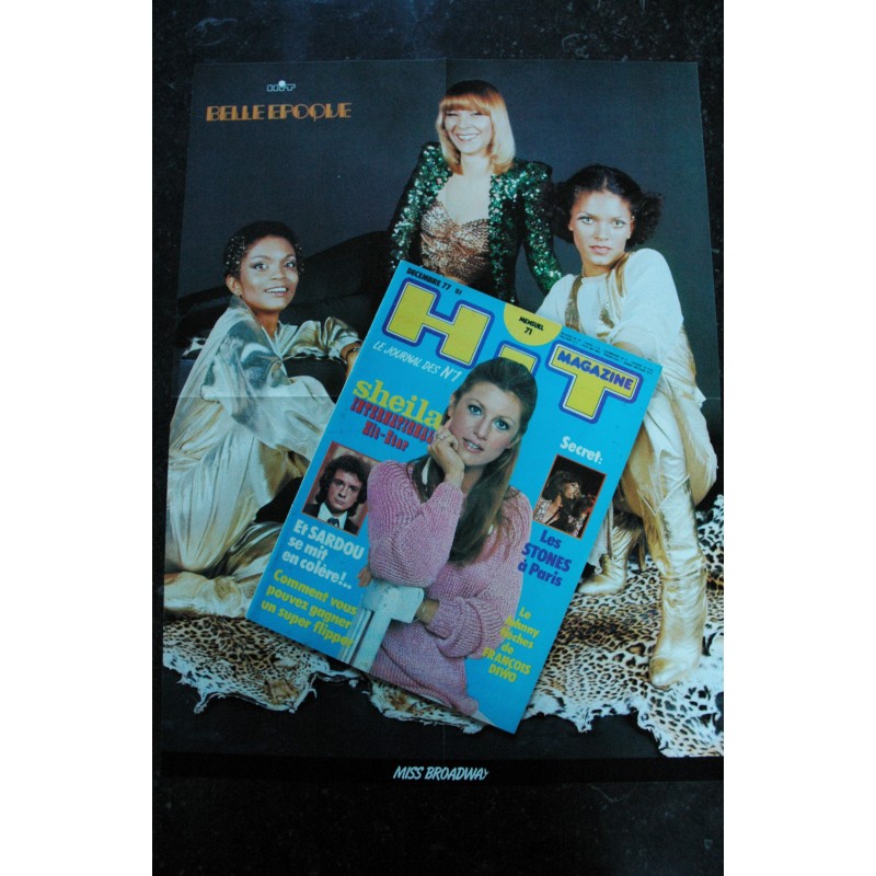 Hit Magazine 71 1977 12 SHEILA  Didier SIX Stones Vassiliu Lenorman Brel  + POSTER MISS BROADWAY
