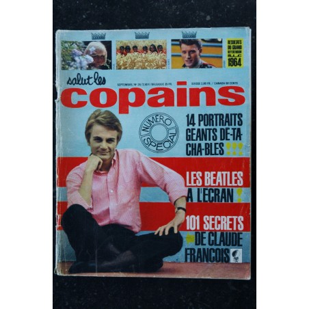 Salut les Copains N° 26 - 09 1964 - COMPLET - Beatles Claude François France Gall Elvis + 14 portraits