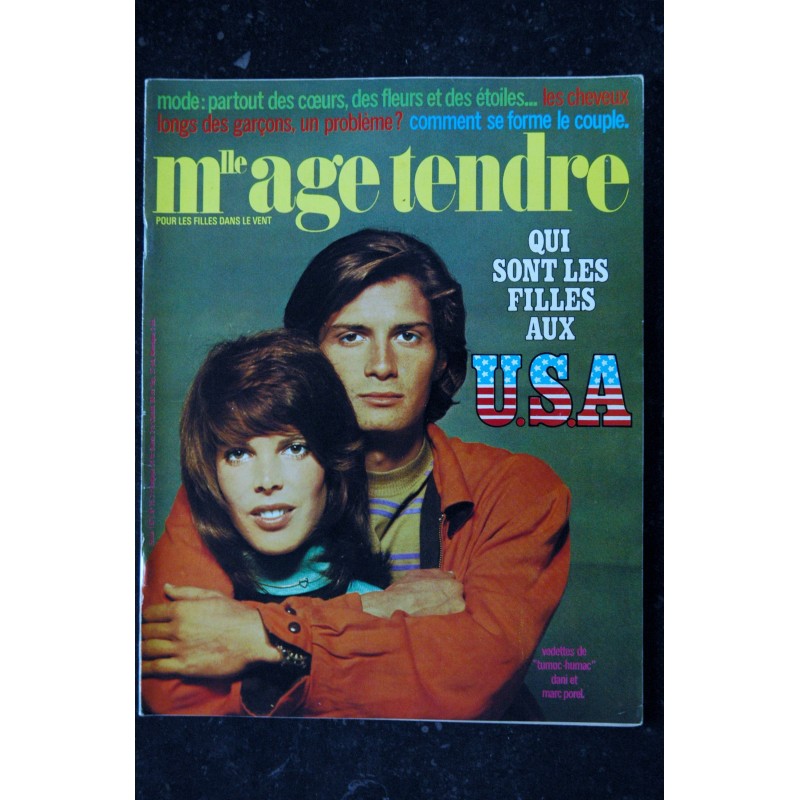 mademoiselle age tendre n°  75 1971 02 Dani & Marc Porel - Spécial USA - Clo Clo - Le voyou Trintignant Delorme