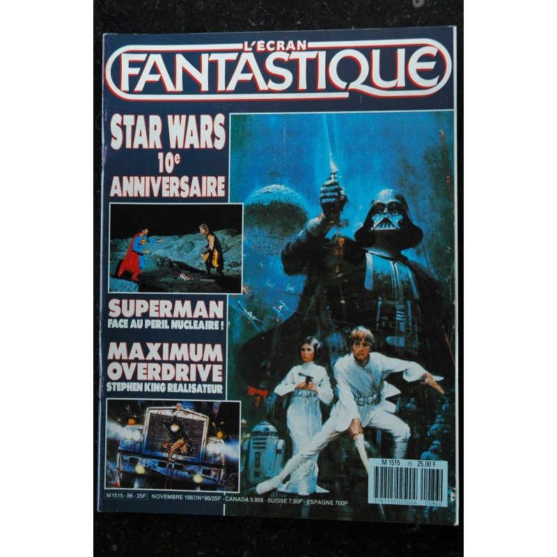 L'écran fantastique   n° 85 * 1987 *  SPACEBALLS Mel Brooks  Les sorcières d'Eastwick  Argento  OPERA