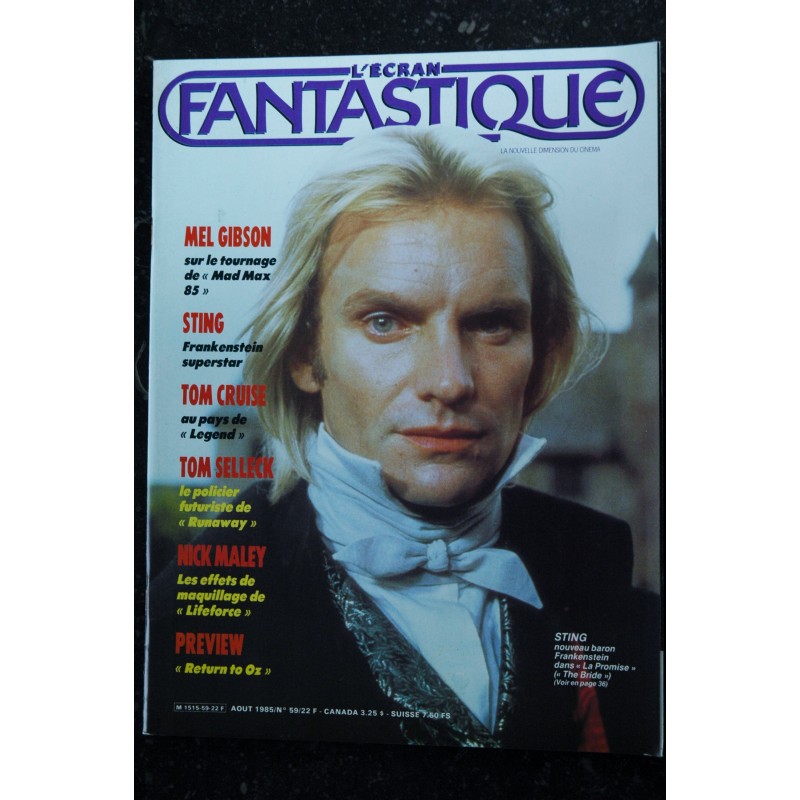 L'écran fantastique   n° 58  * 1985 *  LA FORET D'EMERAUDE  STARMAN  DREAMSCAPE  LEGEND