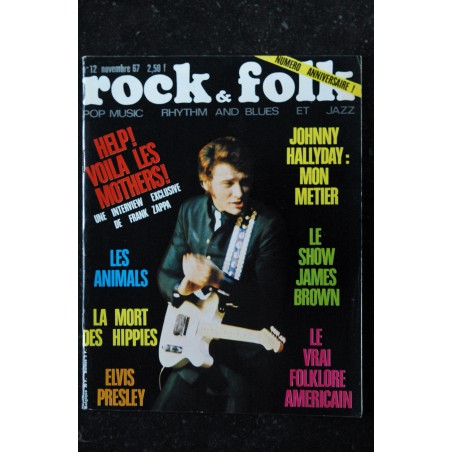 ROCK & FOLK 012 n° 12 Novembre 1967 Johnny HALLYDAY ANIMALS ELVIS PRESLEY JAMES BROWN