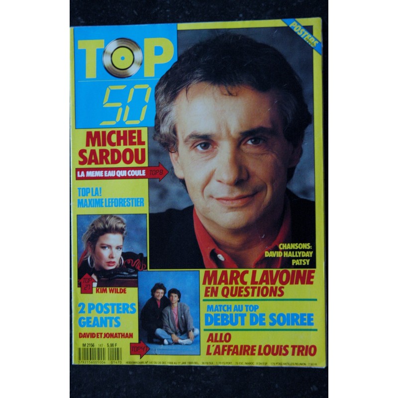 TOP 50 147 1989 Sardou Marc Lavoine Début de Soirée + Posters Kim Wilde & David et Jonathan Leforestier