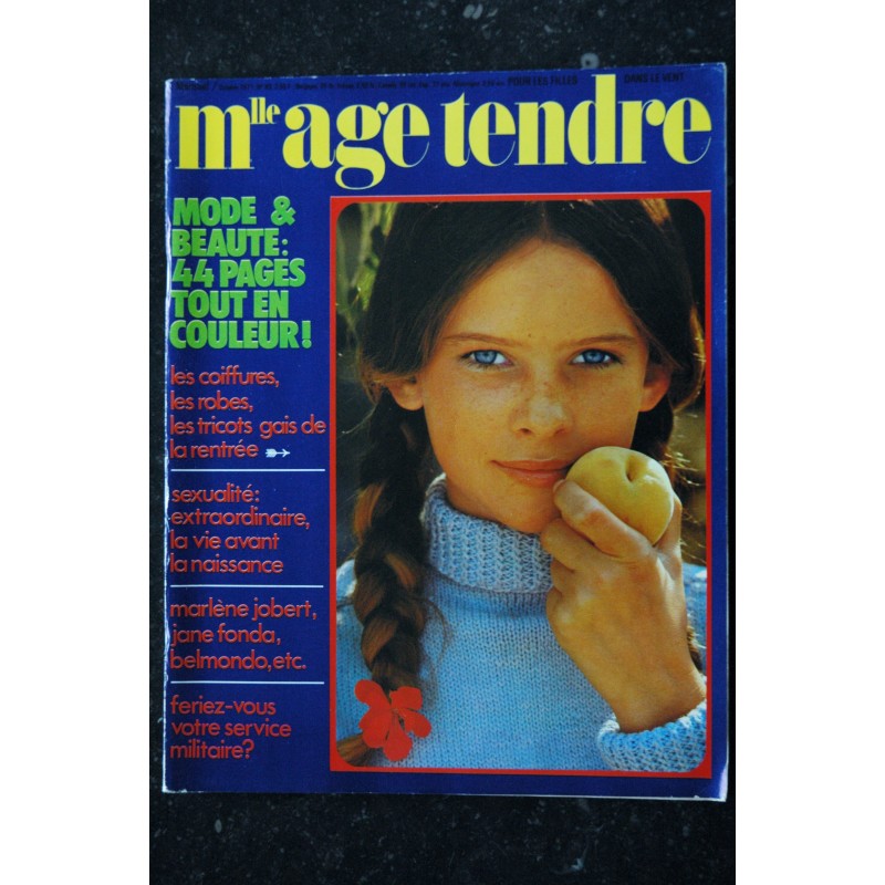 mademoiselle age tendre n°  83 1971 10 Marlène Jobert Jane FOnda Belmondo Mode & Beauté 44 pages