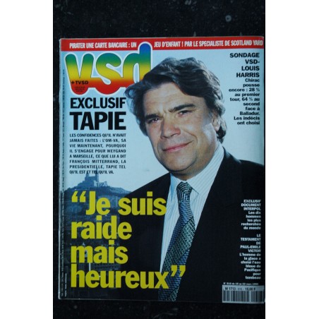 VSD 916 Mars 1995 Cover Bernard Tapie " Je suis raide mais heureux "