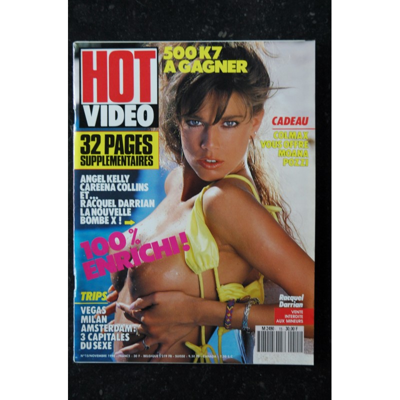 HOT VIDEO N° 015 1990 COVER RACQUEL DARRIAN ANGEL KELLY CAREENA COLLINS Les délices de l'adultère Brigitte LAHAIE