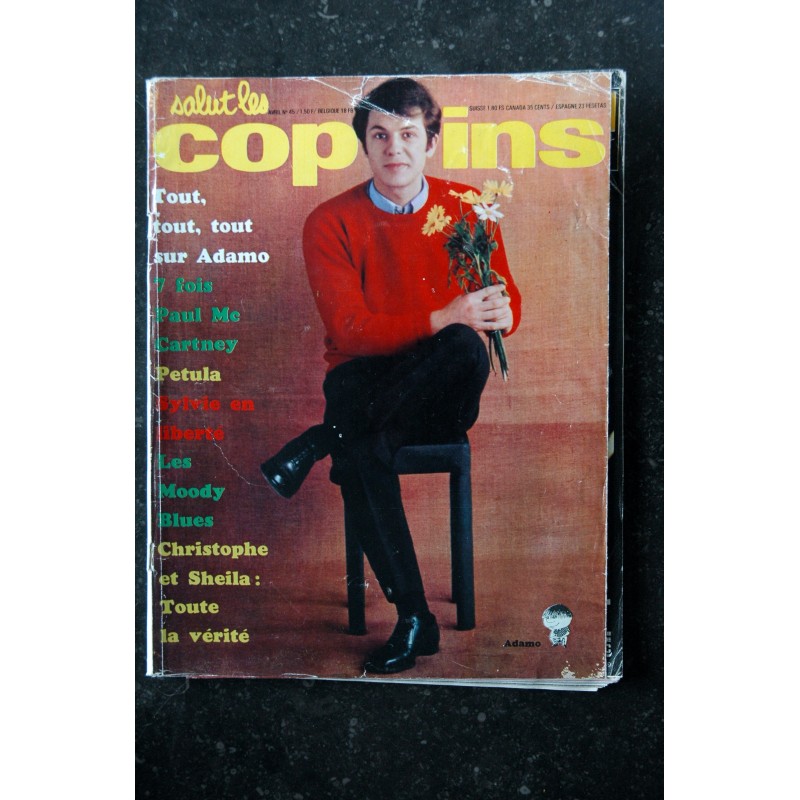 Salut les Copains N° 45 Avril 1966 Cover ADAMO Paul Mc Cartney Sheila Christophe Les Moody Blues