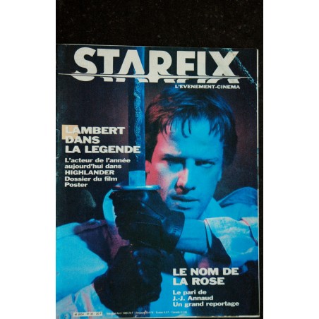 STARFIX 035  n° 35  - 1986 -   CHRISTOPHE LAMBERT  HIGHLANDER  LE NOM DE LA ROSE