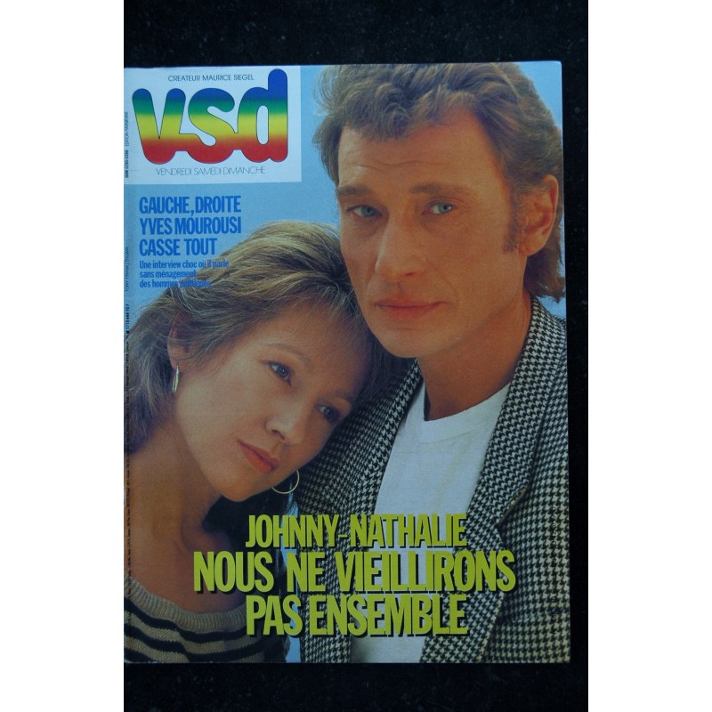 VSD 444 1986 COVER JOHNNY HALLYDAY ET NATHALIE BAYE ET LAURA MOUROUSI