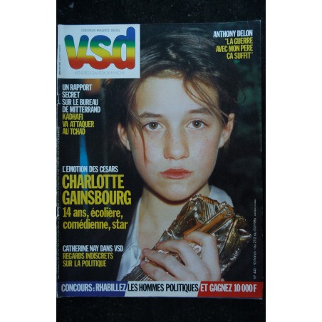 VSD 443 février 1986 Cover Charlotte Gainsbourg 14 ans Les Césars Anthony Delon