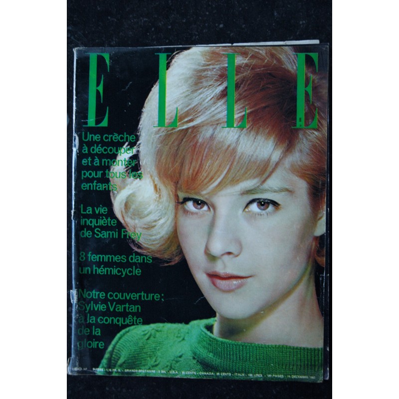 ELLE   886  14 déc.1962 - Sylvie Vartan Cover - Sami Frey - Les nouvelles tenues de nuit  - 180 pages FASHION VINTAGE