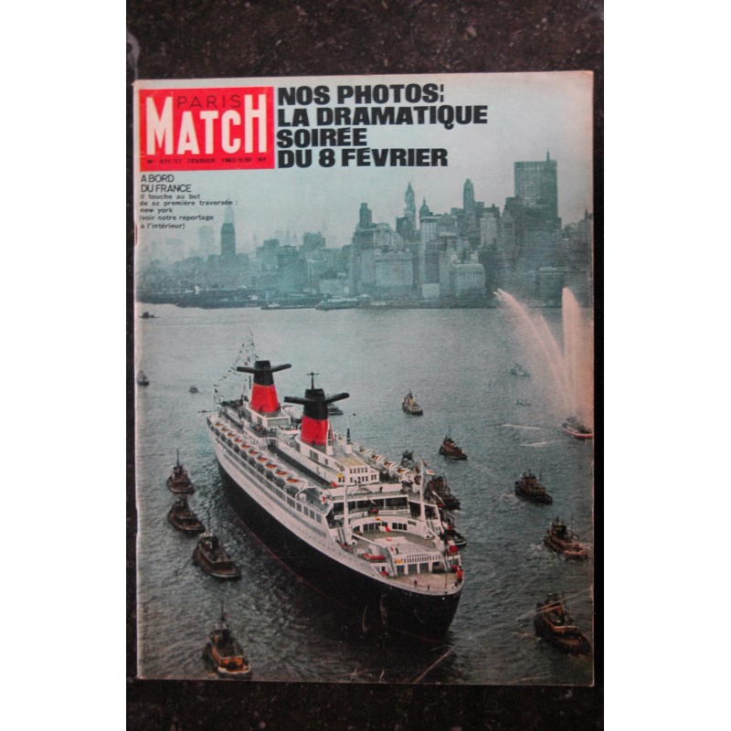PARIS MATCH 671 - 17 février 1962 - A bord du paquebot France - Jayne Mansfiels - Ingrid Bergman