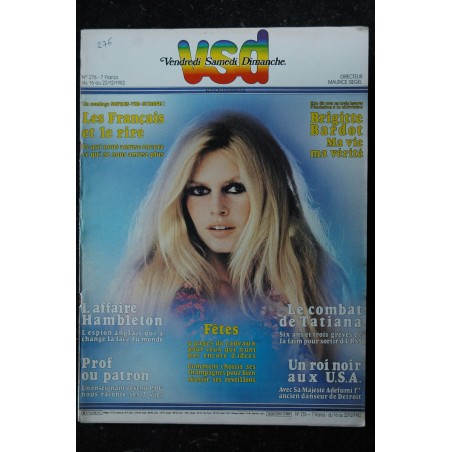 VSD 276 DECEMBRE 1982 COVER BRIGITTE BARDOT Ma Vie Ma Vérité
