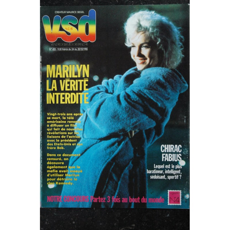 VSD 425 OCTOBRE 1985 COVER MARILYN LA VERITE INTERDITE 1985 10