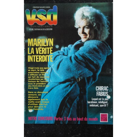VSD 425 OCTOBRE 1985 COVER MARILYN LA VERITE INTERDITE 1985 10