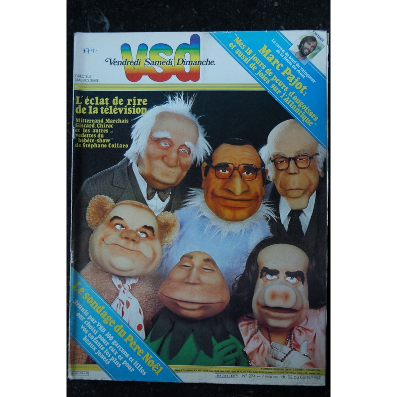 VSD 274 Décembre 1982 Cover Bébête-show Stéphane Collaro Marc Pajot