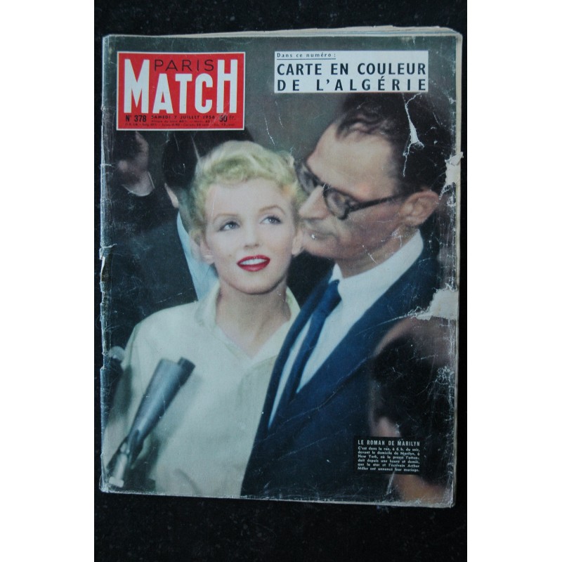 PARIS MATCH N°  378  7 Juillet 1956  MARILYN MONROE Cover & ARTHUR MILLER