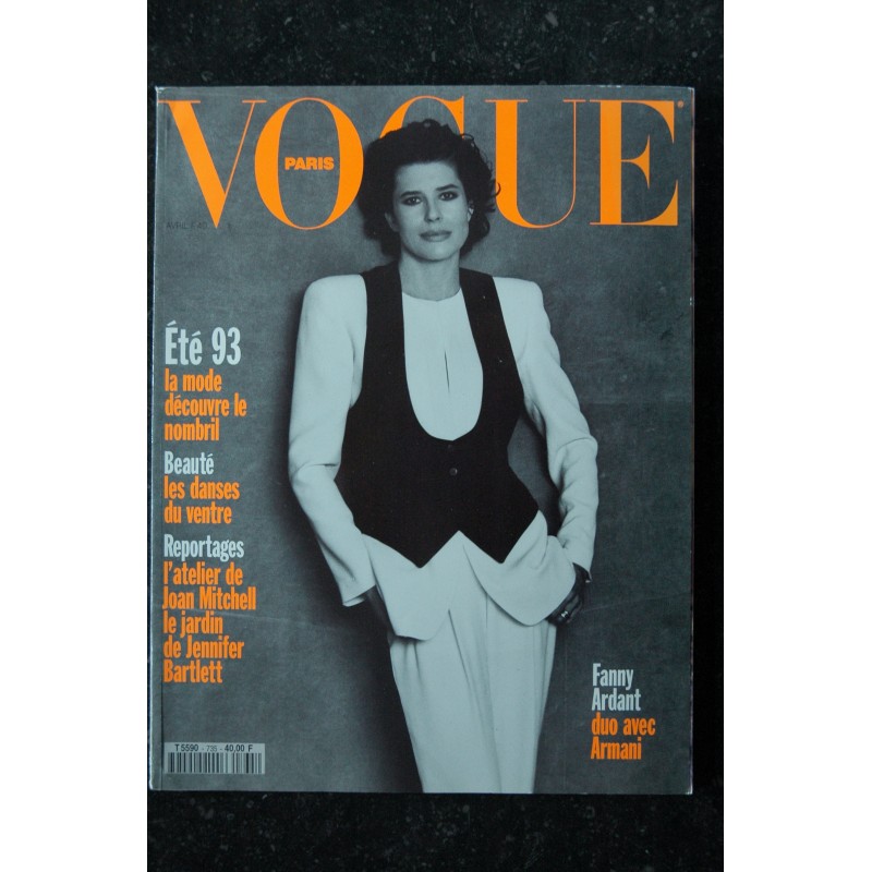 VOGUE 735 Avril 1993 Cover Fanny Ardant Duo avec Armani Ete 93 Jennifer Barlett