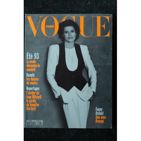 VOGUE 735 Avril 1993 Cover Fanny Ardant Duo avec Armani Ete 93 Jennifer Barlett