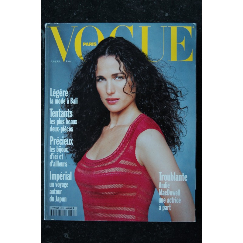 VOGUE 737 juin 1993 Cover Andie MacDowell Troublante Impérial le Japon