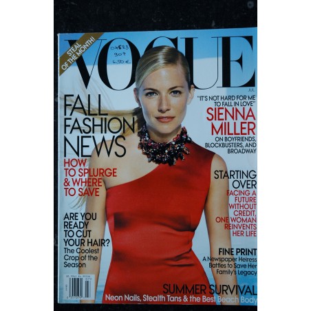 VOGUE Uk July 2009 - Cover Sienna Miller - Fall Fashion News - Summer Survival