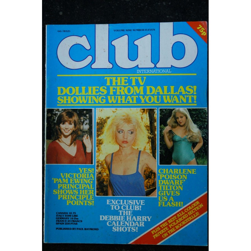 Club International Uk Vol. 09 N° 11 Victoria Principal Debbie Harry    + photos :  Michel Moreau   Rupert Daines