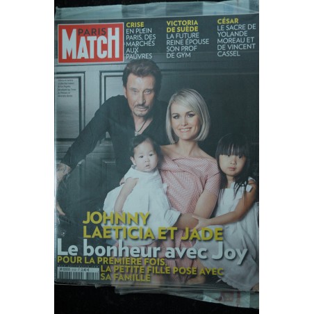 PARIS MATCH N° 3120 mars 2009 Johnny Hallyday Laeticia Jade Le bonheur avec Joy César Yolande Moreau Vincent Cassel