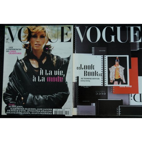 VOGUE 829 aout 2002 Cindy Crawford A la vie à la mode Elton Jon + Supplèment hiver