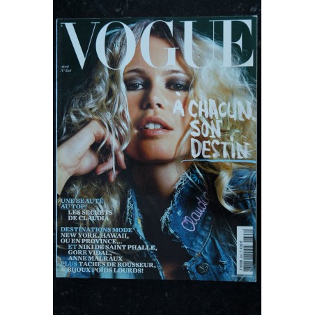 VOGUE 826 avril 2002 Claudia Schiffer Une Beauté au Top! A chacun son destion - Niki De Saint Phalle