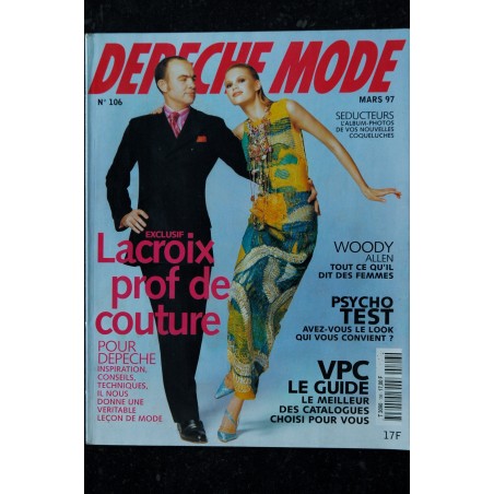 DEPECHE MODE 106 mars 1997 Christian Lacroix Prof de Couture Woody Allen - VPC le Guide