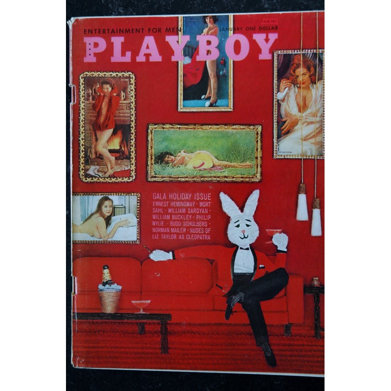 PLAYBOY US 1963 01 JANUARY ERNEST HEMINGWAY MORT SAHL LIZ TAYLOR CLEOPATRE NORMAN MAILER + COLORING BOOK