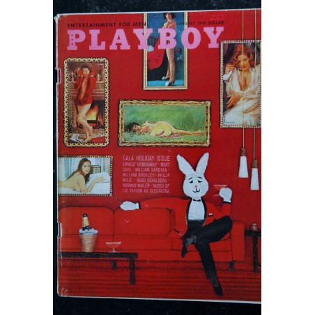 PLAYBOY US 1963 01 JANUARY ERNEST HEMINGWAY MORT SAHL LIZ TAYLOR CLEOPATRE NORMAN MAILER + COLORING BOOK